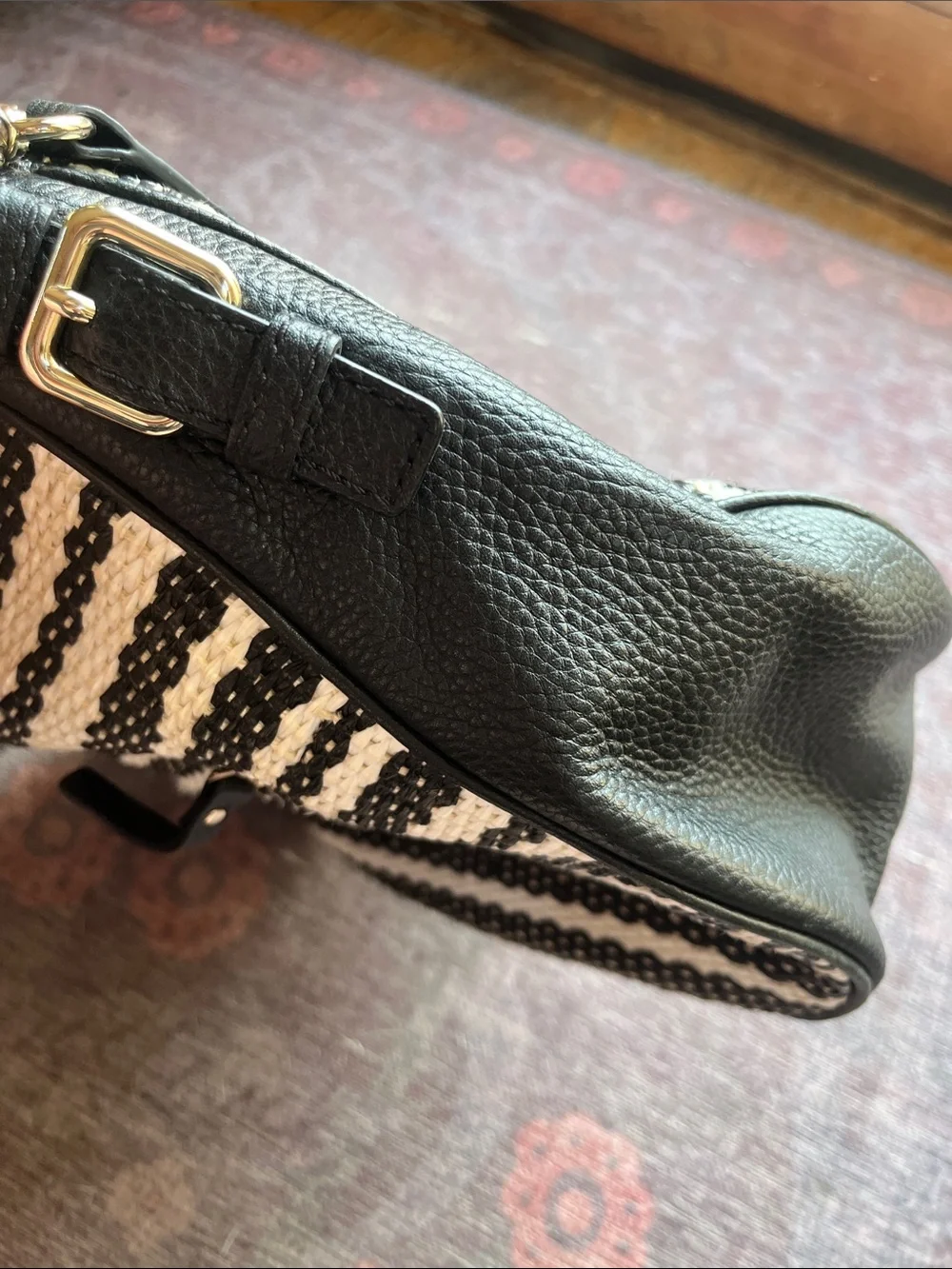 kate spade Black and White Woven Shoulder Bag
